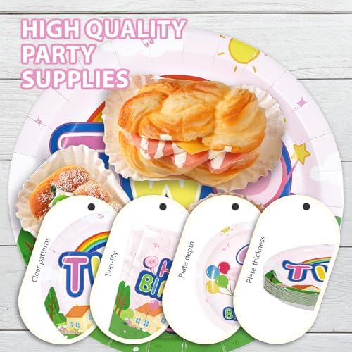 96Pcs Pink Pig 2nd Birthday Party Decorations, Serves 24 - Image 6