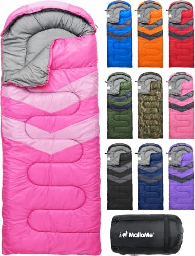 MalloMe Sleeping Bags for Adults Cold Weather & Warm - Backpacking Camping Sleeping Bag for Kids 10-12, Girls, Boys - Lightweight Compact Camping Essentials Gear Accessories Hiking Sleep Must Haves by MalloMe