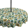 LVTXIII Round Outdoor Tablecloth with Umbrella Hole and Zipper, Water-Repellent 60 Inch Patio Table Cover for Bistro, Garden, Patio & Picnic, Fiesta Floral by LVTXIII