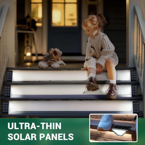 PATIOWIN 20 Pack Solar Step Lights for Outside, 24 LEDs Solar Stair Lights Waterproof IP65, Solar Deck Lights Outdoor Decor for Garden, Porch, Pathway, Patio, Fence, Balcony - Image 3