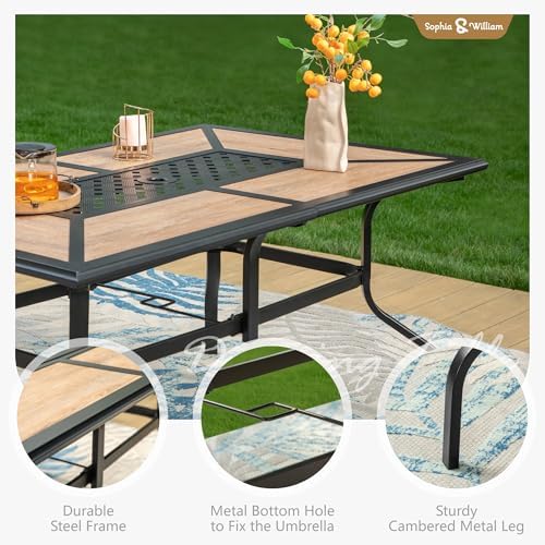 Sophia & William Outdoor Dining Set for 6 w/Wood-Look Table & Blue Chairs - Image 5