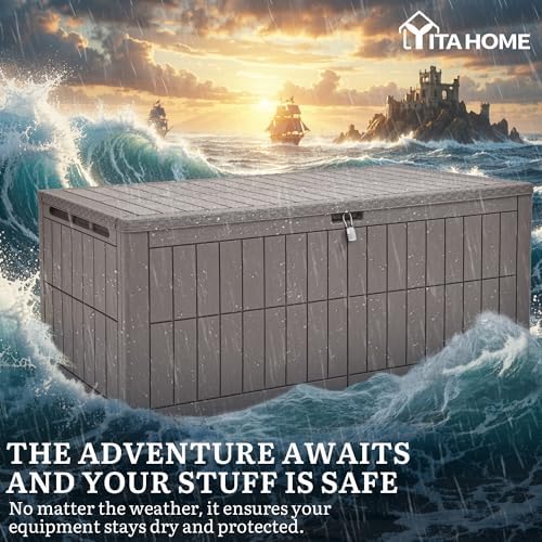 YITAHOME 200 Gallon Large Outdoor Storage Box XL Resin Deck Box with Lock - Image 4