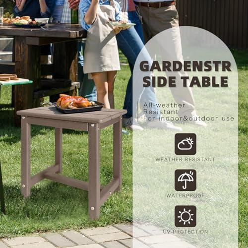 GARDENSTAR Adirondack Square Side Table,one-Tier Outdoor end Table, Patio Side Table for Pool,Porch,Backyard,Relaxing Companion (Teak) (Pack of 2) - Image 4