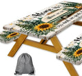 Picnic Table Cover with Bench Covers Camping Essentials Green Checkered RV Forest Sunflower Wooden Outdoor Table Covers with Elastic Waterproof Camping Tablecloth for Indoor & Outdoor 3 PCS 30x72 Inch by Xguatan