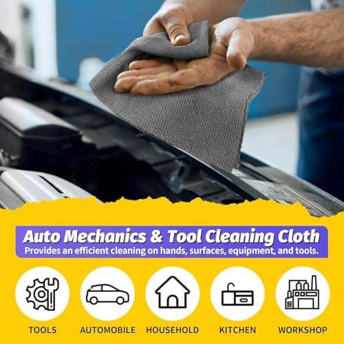 Microfiber Cleaning Cloth, 100 Pack Cleaning Rags Microfiber Towel Bulk Absorbent Lint-Free WashCloths, All-Purpose Towels for Cars, Shop, Automotive, Garage, Home Kitchen 11.5"*11.5", Grey - Image 6