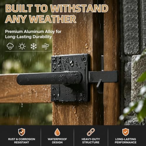 Double Sided Gate Latch for Wooden Fence, Two Sided Heavy Duty Self Locking - Image 7