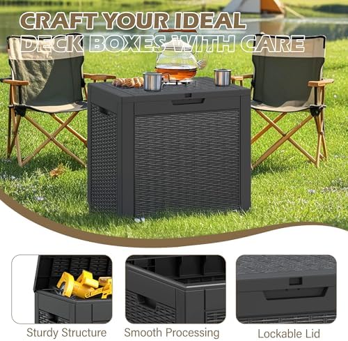 Outdoor Storage Waterproof Deck Box for Patio (31 Gallon, Black) - Image 3