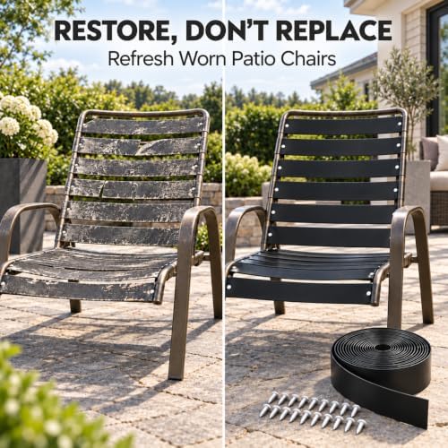 LukLoy 2" Wide 20ft Long Vinyl Straps for Patio Chairs Repairs, Black - Image 3