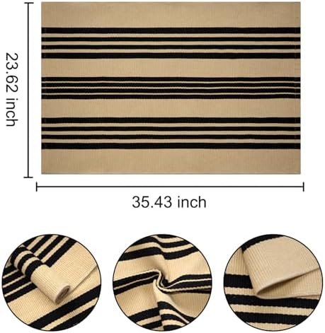 BUAGETUP Front Outdoor Door Mat 2'x3',Fall Porch Rug Striped Outdoor Rug - Image 2