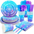 Kochorie 175 Pieces Frozen Iridescent Winter Snowflake birthday Party Supplies Frozen Disposable Party Tableware Set Paper Plates Napkins Cups for Christmas Winter Wonderland Decorations, Serve 25 by Kochorie