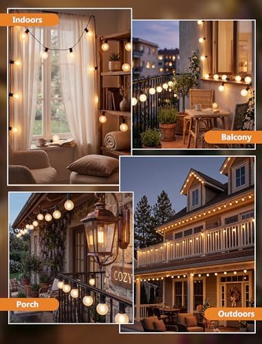 LED Outdoor String Lights 25Ft G40 Frosted White Globe Patio Lights Waterproof with 27 Shatterproof LED Bulbs, Hanging Outdoor Christmas Decorations Lights for Backyard Bistro Wedding Party Garden - Image 5