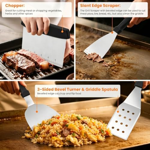 32pcs Griddle Accessories Kit for Blackstone, Flat Top Grill Accessories Set for Camp Chef, Grill Spatula Set with Enlarged Spatulas, Professional Hibachi Tools Gifts for Outdoor BBQ Teppanyaki - Image 4
