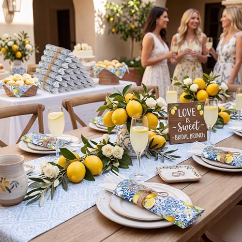 400 Pcs Capri Lemon Party Supplies for 100 Guests Disposable Set - Image 3