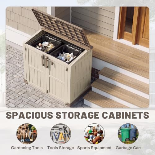 Horizontal Outdoor Storage Cabinet Box 36 Cu Ft with Lockable Doors, Outdoor Storage Shed Portable Waterproof for Backyard Garden - Image 5