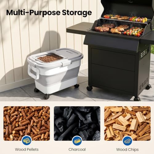 2-Pack Wood Pellet Storage Container 20-25 lbs, Wheeled Bin with Window - Image 6