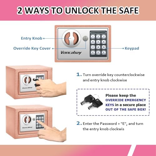 Voncabay Money Safe Box for Home with Digital Keypad, 0.23 Cu. Ft., Khaki - Image 6