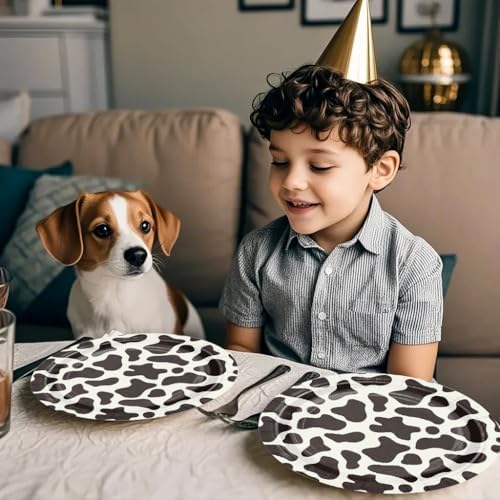 WRAPAHOLIC 25Pcs Cow Paper Plates - 9 Inch Cow Prints Disposable Plates Decorative Dinner Plates for Party Tableware Supplies Table Decor - Image 4