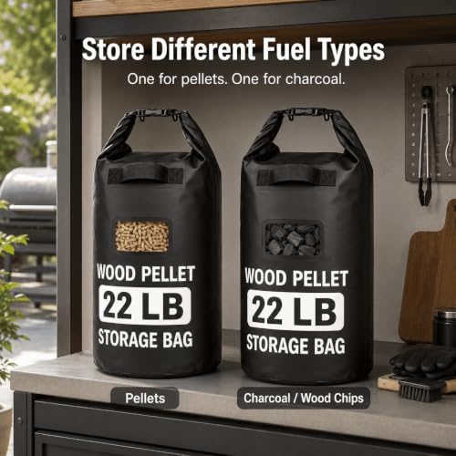 22LB Waterproof Wood Pellet Storage Bag with Free Gloves and Barbecue Tongs - Image 6