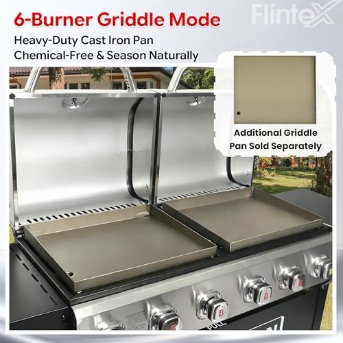 Flintex Grill Griddle Combo,6-Burner Propane Gas Combo Grill,575 sq.in. - Image 4