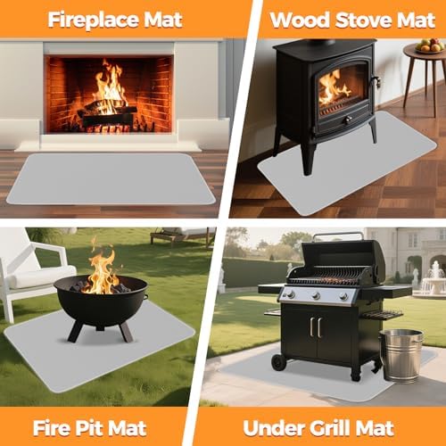 Fireproof Fireplace Rug for Home Protection, 4' x 3' x 0.04'', Grey - Image 7