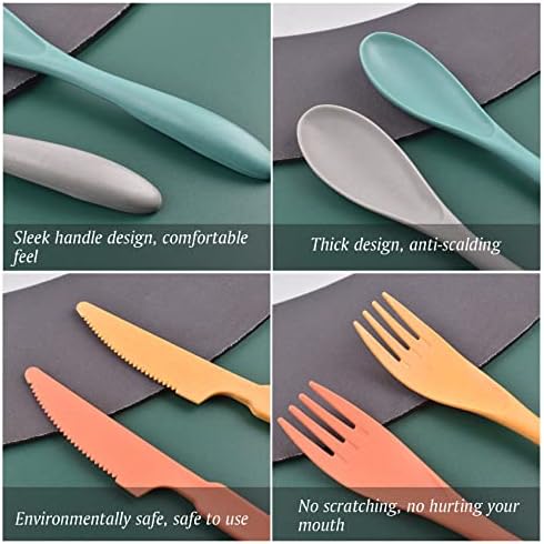 Zoyiancy 8 Sets Wheat Straw Cutlery Set, Reusable Flatware Utensils Set - Image 3