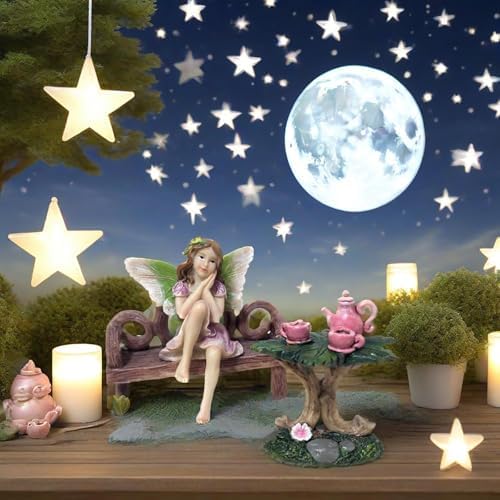 3 Pcs Miniature Garden Furniture Miniature Table and Chairs Set Fairy Garden Accessories Outdoor Mini Resin Furniture Kit Micro Landscape Decor Tea Set for Fairies and Garden Gnomes DIY Craft Gift - Image 7