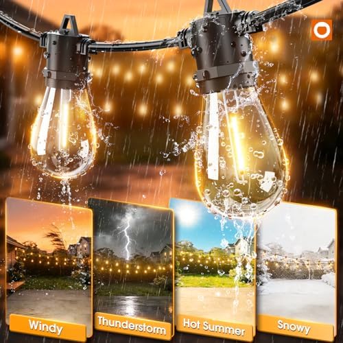addlon 25FT LED Outdoor String Lights, Waterproof Dimmable Bulbs for Patio - Image 4