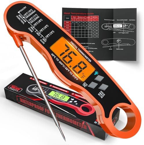 AWLKIM Meat Thermometer Digital, Instant Read Food Thermometer, Orange by AWKLIM
