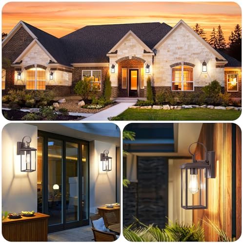 BesLowe 2-Pack 15" Outdoor Wall Light Fixtures, Brown Modern Porch Sconces - Image 5