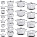 Ziliny 24 Pcs Disposable Aluminum Pot with Lid Round Foil Pans Disposable Cookware Food Container for Vacation Trips Camping Baking Heating Cooking (33.8,67.6,121.7 oz) by Ziliny