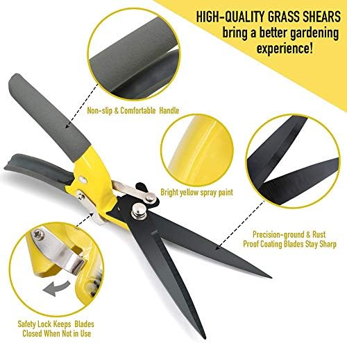 JARDINEER Sharp Grass Shears, Grass Clippers Handheld, Manual Grass Cutter Edging Shears for Lawn Garden - Image 3