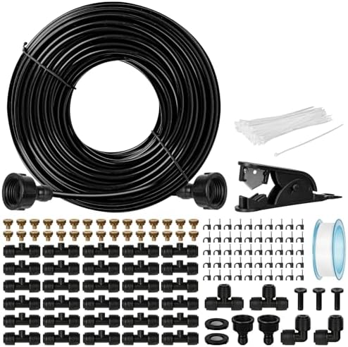 OnBrand 100FT Misters for Outside Patio with 3/4" Adapter and 2 T-Joints by OnBrand