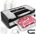 Vakumar Vacuum Sealer Machine, 90Kpa Liquid Food Vacuum Sealer Machine Preservation Dry/Moist/Liquid Modes, LED Indicator Light, Handle Locked Design, Built-in Cutter and Bag Storage, Starter Kit by Vakumar