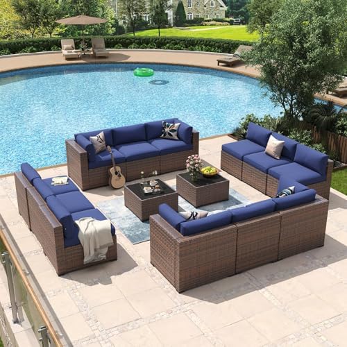 Aoxun 14 Piece Patio Furniture Set Wicker Rattan Patio Conversation Set by Aoxun