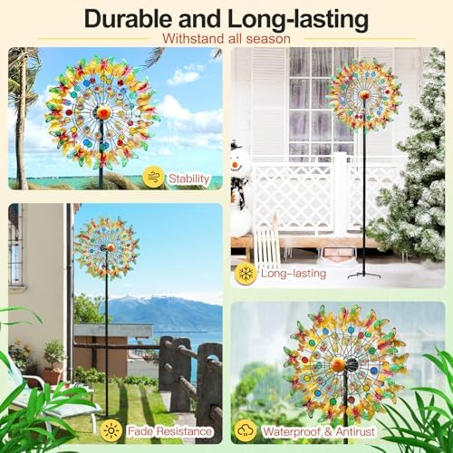 Lairander Butterfly Outdoor Wind Spinners, 84'' Large Garden Wind Spinner, Metal Yard Art Wind Sculptures & Spinners, Garden Decor for Outside Yard Ornaments Clearance Gift for Family - Image 5