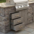 GarveeTech Stainless Steel Outdoor Kitchen Drawer Combo with Access Door, Wood Grain Film, 38.2" W x 20.5" H x 22.6" D, BBQ Island Drawer, Propane Storage, Adjustable Garbage Ring, Flush Mount by GarveeTech
