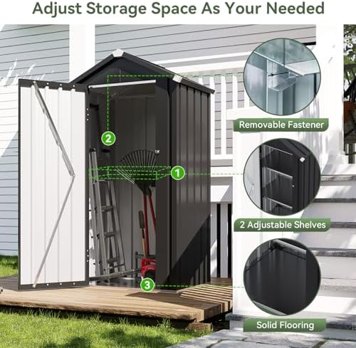 Aoxun 2.5'x2' Outdoor Storage Cabinet with Floor & Adjustable Shelves - Image 4