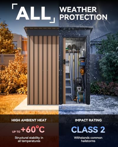 5x3 FT Metal Outdoor Storage Shed with Sliding Doors & Lock - Image 5