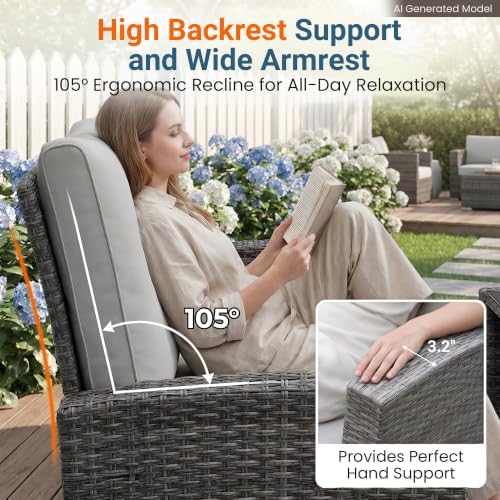 Wisteria Lane 4 Piece Outdoor Wicker Patio Furniture Set for All Weather - Image 3