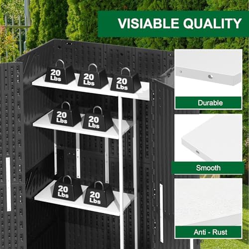 61 Cu.Ft Resin Storage Shed with Metal Shelving Kit & Floor, Black - Image 5
