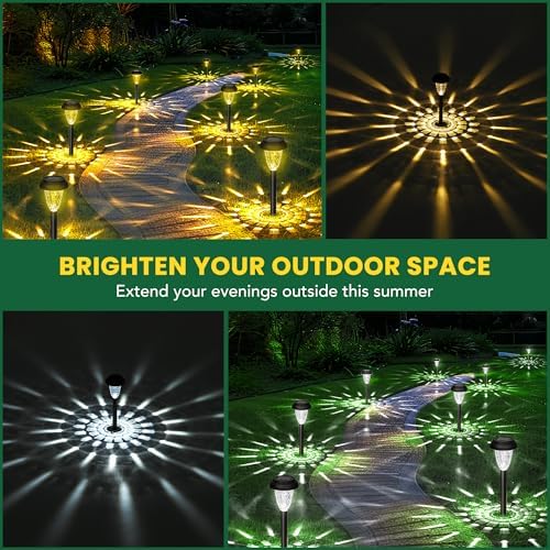 GIGALUMI Solar Lights Outdoor Waterproof Pathway Lights, 12 Pack Warm White - Image 2