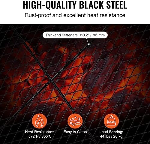 VEVOR X-Marks Fire Pit Grill Grate, Round Cooking Grate, Heavy Duty Steel Campfire BBQ Grill Grid with Handle and Support X Wire, Portable Camping Cookware for Outside Party & Gathering, 36 Inch Black - Image 2