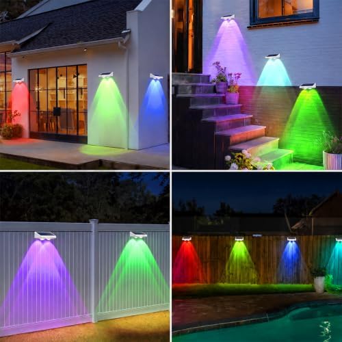 Brightever Solar Fence Lights Outdoor White 8-Pack, Color Changing - Image 7