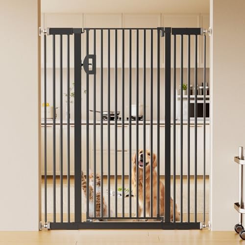 Fldofaves 57" Extra Cat Gate, Fits 29.5"-43" Wide Openings, Pressure Mounted Auto Close Tall Dog Gate with Ultra Narrow Bar Spacing, No Drill Dog Gate for Doorways, Stairs, Hallways by Fldofaves