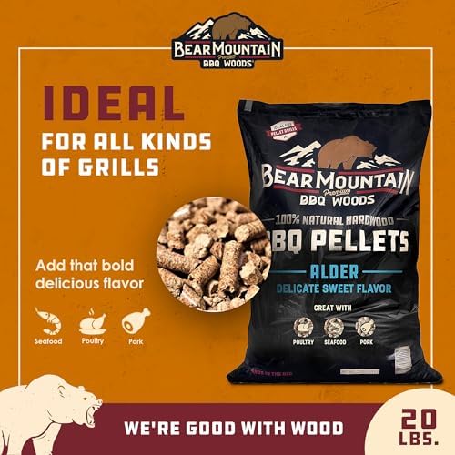 Bear Mountain Alder BBQ Wood Pellets for Smoker and Grill, 20 lb Bag - All-Natural Hardwood for Outdoor Barbecue Smoking and Grilling with Delicate Sweet Smoke Flavor - Image 3