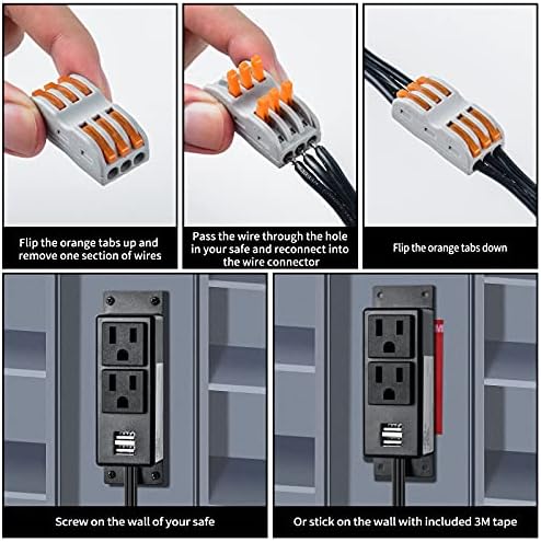 Gun Safe Power Outlet Kit, Briidea Gun Safe Accessory Electrical Outlet with USB for Interior Dehumidifiers and Lights - Image 6