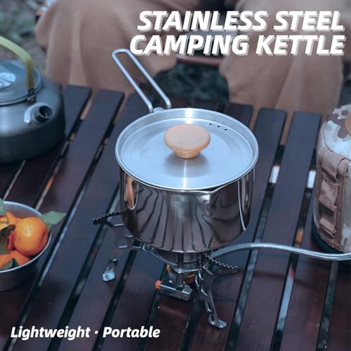 OUKENS Camping Kettle, 1L 304 Stainless Steel Camp Pot with Foldable Handle, for Outdoor Cooking, Ideal Portable Cookware Backpacking Pot for Camping, Hiking, Picnic, Campfire, Stove - Image 3