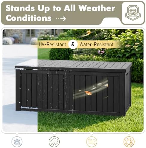 KAMABOKO Outdoor Storage Box, 230 Gallon Deck Box Outdoor Waterproof - Image 4