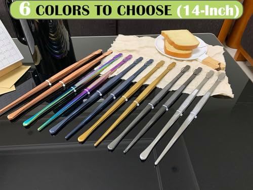 JETKONG 2 Pcs 14-Inch Cooking Tweezer Tongs Extra- Long Stainless Steel Kitchen Tweezers Plating Tongs (Navy Blue) - Image 5