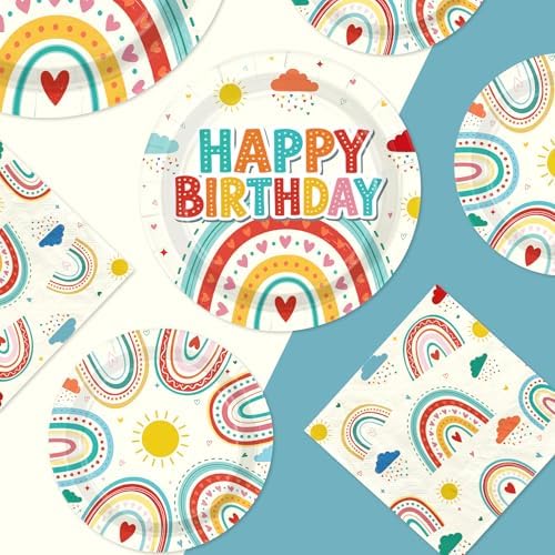 250 Pcs Retro Rainbow Birthday Party Decorations for Boys Girls Serves 50 - Image 2